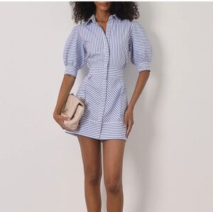 Vita Grace Levante Striped Mini Dress Blue White Size Small